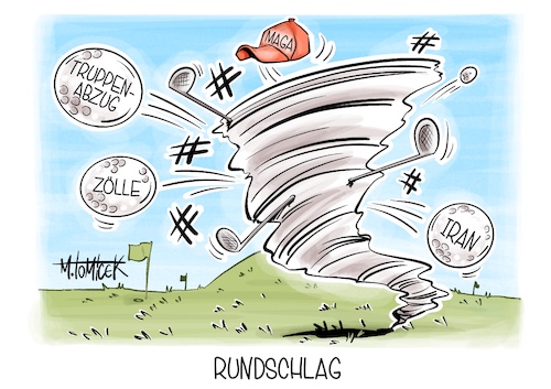 Cartoon: Rundschlag (medium) by Mirco Tomicek tagged donald,trump,usa,amerika,us,truppen,truppenabzug,teilabzug,deutschland,soldaten,militär,bundeswehr,zölle,zoll,iran,straße,von,hormus,schiffe,karikatur,cartoon,pressekarikatur,mirco,tomicek,donald,trump,usa,amerika,us,truppen,truppenabzug,teilabzug,deutschland,soldaten,militär,bundeswehr,zölle,zoll,iran,straße,von,hormus,schiffe,karikatur,cartoon,pressekarikatur,mirco,tomicek