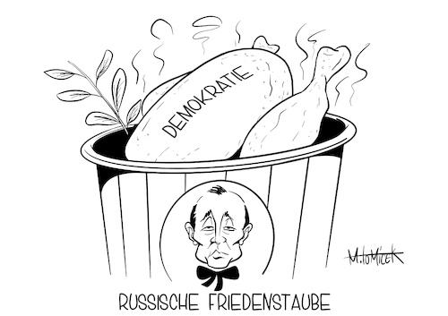 Cartoon: Russische Friedenstaube (medium) by Mirco Tomicek tagged alexej,nawalny,kreml,kritiker,verhaftung,verhaftet,in,haft,russland,wladimir,putin,moskau,russisch,unterstützer,vergiftet,demokratie,proteste,protest,demo,demonstration,demonstranten,frieden,friedenstaube,kfc,kentucky,fried,chicken,bucket,eimer,cartoon,karikatur,pressekarikatur,mirco,tomicek,alexej,nawalny,kreml,kritiker,verhaftung,verhaftet,in,haft,russland,wladimir,putin,moskau,russisch,unterstützer,vergiftet,demokratie,proteste,protest,demo,demonstration,demonstranten,frieden,friedenstaube,kfc,kentucky,fried,chicken,bucket,eimer,cartoon,karikatur,pressekarikatur,mirco,tomicek