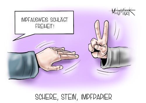 Cartoon: Schere Stein Impfpapier (medium) by Mirco Tomicek tagged bundestag,corona,erleichterung,geimpfte,geimpft,vollständig,genesen,genesene,beschränkungen,beschränkung,lockerung,lockerungen,regeln,entfallen,reisen,urlaub,einkaufen,frisör,impfpass,impfausweis,ausweis,lockdown,impfungen,impfstoff,cartoon,pressekarikatur,karikatur,mirco,tomicek,bundestag,corona,erleichterung,geimpfte,geimpft,vollständig,genesen,genesene,beschränkungen,beschränkung,lockerung,lockerungen,regeln,entfallen,reisen,urlaub,einkaufen,frisör,impfpass,impfausweis,ausweis,lockdown,impfungen,impfstoff,cartoon,pressekarikatur,karikatur,mirco,tomicek