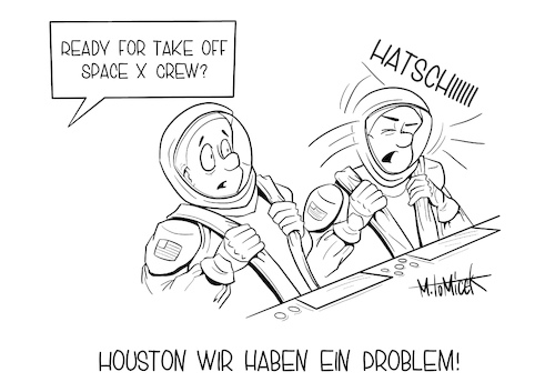 Cartoon: Space-X (medium) by Mirco Tomicek tagged space,nasa,houston,tesla,astronaut,weltraum,is,elon,musk,corona,space,nasa,houston,tesla,astronaut,weltraum,is,elon,musk,corona