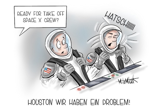 Cartoon: Space X (medium) by Mirco Tomicek tagged space,nasa,houston,tesla,astronaut,weltraum,is,elon,musk,corona,space,nasa,houston,tesla,astronaut,weltraum,is,elon,musk,corona