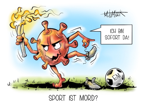 Cartoon: Sport ist Mord? (medium) by Mirco Tomicek tagged em,europameisterschaft,2020,2021,england,italien,wembley,stadion,zuschauer,besucher,fans,finale,emfinale,fußballspiel,fußball,corona,deltavariante,variante,delta,virus,mutation,olympia,olympische,spiele,tokio,tokyo,inzidenz,inzidenzwert,ansteckung,verbreitung,risikogebiet,risikogebiete,cartoon,karikatur,pressekarikatur,mirco,tomicek,em,europameisterschaft,2020,2021,england,italien,wembley,stadion,zuschauer,besucher,fans,finale,emfinale,fußballspiel,fußball,corona,deltavariante,variante,delta,virus,mutation,olympia,olympische,spiele,tokio,tokyo,inzidenz,inzidenzwert,ansteckung,verbreitung,risikogebiet,risikogebiete,cartoon,karikatur,pressekarikatur,mirco,tomicek