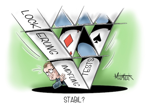 Cartoon: Stabil? (medium) by Mirco Tomicek tagged lockdown,shutdown,corona,beschlüsse,beschluss,covid19,tests,testen,impfen,geimpft,impfungen,impfstrategie,impfstoff,bund,länder,gipfel,coronagipfel,coronakonferenz,konferenz,jens,spahn,angela,merkel,kartenhaus,karten,runde,lockerungen,lockerung,geöffnet,offen,öffnung,öffnungen,inzidenz,cartoon,karikatur,pressekarikatur,mirco,tomicek,lockdown,shutdown,corona,beschlüsse,beschluss,covid19,tests,testen,impfen,geimpft,impfungen,impfstrategie,impfstoff,bund,länder,gipfel,coronagipfel,coronakonferenz,konferenz,jens,spahn,angela,merkel,kartenhaus,karten,runde,lockerungen,lockerung,geöffnet,offen,öffnung,öffnungen,inzidenz,cartoon,karikatur,pressekarikatur,mirco,tomicek