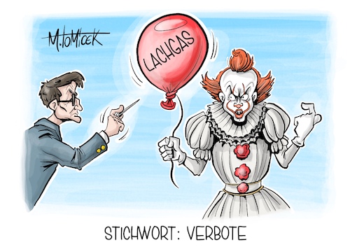 Cartoon: Stichwort Verbote (medium) by Mirco Tomicek tagged karl,lauterbach,partydroge,party,droge,lachgas,verkauf,verkaufsverbot,verbot,verbieten,verbote,gas,lach,n2o,rausch,rauschmittel,gesetz,junge,leute,gesundheit,pennywise,clown,it,es,horror,cartoon,karikatur,pressekarikatur,mirco,tomicek,karl,lauterbach,partydroge,party,droge,lachgas,verkauf,verkaufsverbot,verbot,verbieten,verbote,gas,lach,n2o,rausch,rauschmittel,gesetz,junge,leute,gesundheit,pennywise,clown,it,es,horror,cartoon,karikatur,pressekarikatur,mirco,tomicek