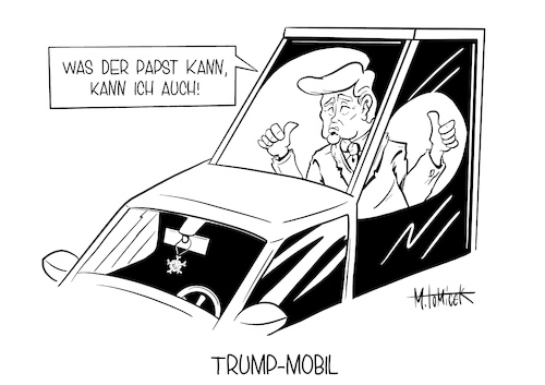 Cartoon: Trump-Mobil (medium) by Mirco Tomicek tagged donald,trump,spazierfahrt,fahrt,ausfahrt,ausflug,corona,infektion,covid19,infiziert,krankenhaus,infekt,us,präsident,president,usa,amerika,anhänger,sehen,lassen,bejubeln,bethesda,militärkrankenhaus,papst,mobil,auto,krank,karikatur,pressekarikatur,cartoon,mirco,tomicek,donald,trump,spazierfahrt,fahrt,ausfahrt,ausflug,corona,infektion,covid19,infiziert,krankenhaus,infekt,us,präsident,president,usa,amerika,anhänger,sehen,lassen,bejubeln,bethesda,militärkrankenhaus,papst,mobil,auto,krank,karikatur,pressekarikatur,cartoon,mirco,tomicek