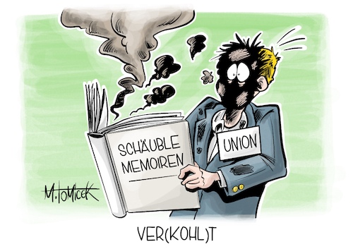 Cartoon: Verkohlt (medium) by Mirco Tomicek tagged wolfgang,schäuble,memoiren,schwarze,kasse,helmut,kohl,union,unionsfraktion,cdu,csu,buch,spendenmodell,spenden,geld,autobiografie,biografie,karikatur,pressekarikatur,cartoon,mirco,tomicek,wolfgang,schäuble,memoiren,schwarze,kasse,helmut,kohl,union,unionsfraktion,cdu,csu,buch,spendenmodell,spenden,geld,autobiografie,biografie,karikatur,pressekarikatur,cartoon,mirco,tomicek