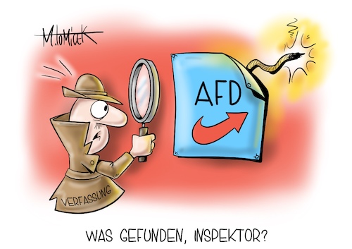 Cartoon: Was gefunden Inspektor? (medium) by Mirco Tomicek tagged afd,alternative,für,deutschland,beobachtung,verfassung,verfassungsschutz,unter,die,lupe,recht,rechtsextremismus,rechts,verdacht,verdachtsfall,politik,cartoon,karikatur,pressekarikatur,mirco,tomicek,afd,alternative,für,deutschland,beobachtung,verfassung,verfassungsschutz,unter,die,lupe,recht,rechtsextremismus,rechts,verdacht,verdachtsfall,politik,cartoon,karikatur,pressekarikatur,mirco,tomicek