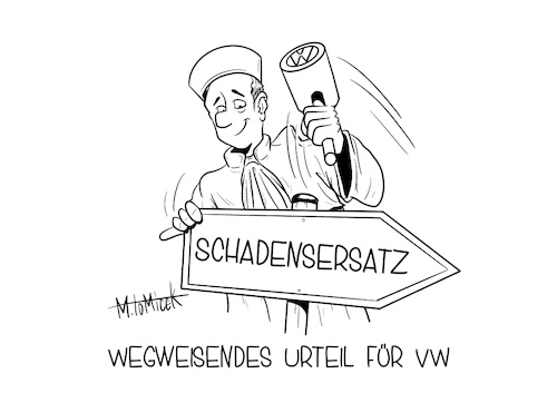 Cartoon: Wegweisendes Urteil für VW (medium) by Mirco Tomicek tagged vw,bgh,gericht,schadenersatz,schadensersatz,urteil,volkswagen,bundesgerichtshof,richter,vw,bgh,gericht,schadenersatz,schadensersatz,urteil,volkswagen,bundesgerichtshof,richter