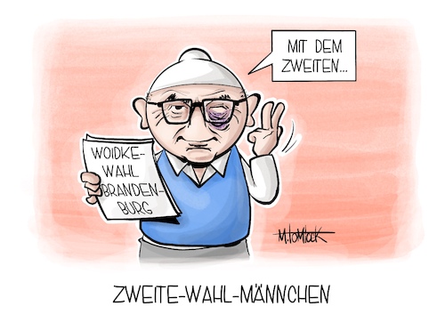 Cartoon: Zweite-Wahl-Männchen (medium) by Mirco Tomicek tagged brandenburg,dietmar,woidke,monister,ministerpräsidenten,ministerpräsident,potsdam,zweiter,wahlgang,wahlgänge,durchgang,wahl,landtag,wahlen,spd,bsw,landesregierung,meinzelmännchen,karikatur,pressekarikatur,cartoon,mirco,tomicek,brandenburg,dietmar,woidke,monister,ministerpräsidenten,ministerpräsident,potsdam,zweiter,wahlgang,wahlgänge,durchgang,wahl,landtag,wahlen,spd,bsw,landesregierung,meinzelmännchen,karikatur,pressekarikatur,cartoon,mirco,tomicek