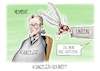 Cartoon: Kanzler-Schnitt (small) by Mirco Tomicek tagged union,cdu,csu,kanzlertausch,kanzler,kanzleramt,friedrich,merz,hendrik,wüst,nachfolge,koalition,regierung,karikatur,pressekarikatur,cartoon,mirco,tomicek