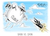 Cartoon: Spion vs. Spion (small) by Mirco Tomicek tagged spion,chinesischen,chinesischer,spionage,ballon,spionagesatellit,china,abschuss,usa,amerika,biden,abgeschossen,spionageballon,spy,vs,mad,magazine,cartoon,karikatur,pressekarikatur,mirco,tomicek