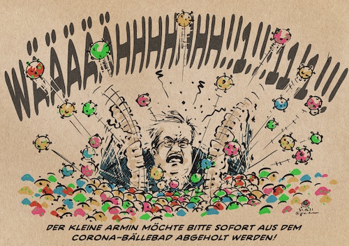 Cartoon: Armins Bällebad (medium) by Guido Kuehn tagged corona,kaschet,lanz,covid,corona,kaschet,lanz,covid