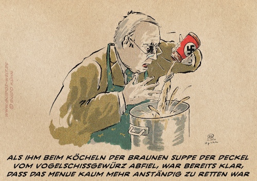 Cartoon: Chefkoch Gaulands Hauptgericht (medium) by Guido Kuehn tagged gauland,afd,kalbitz,nazis,spaltung,gauland,afd,kalbitz,nazis,spaltung
