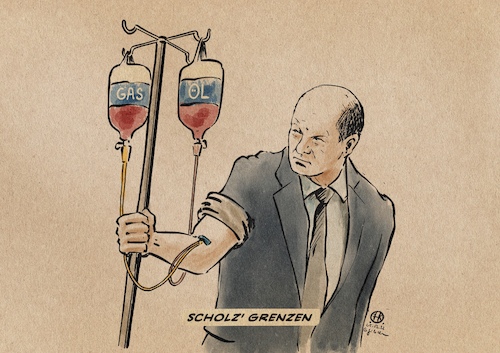 Cartoon: Das Dilemma des fossilen Junkies (medium) by Guido Kuehn tagged scholz,erhalten,deutschland,abhaengig,fossile,energien,krieg,ukraine,russland,putin,scholz,erhalten,deutschland,abhaengig,fossile,energien,krieg,ukraine,russland,putin