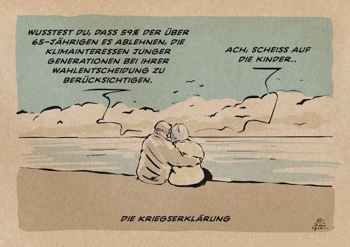 Cartoon: Die Kriegserklärung (medium) by Guido Kuehn tagged klima,wahl,ü65,nabu,umwelt,btw2021,klima,wahl,ü65,nabu,umwelt,btw2021