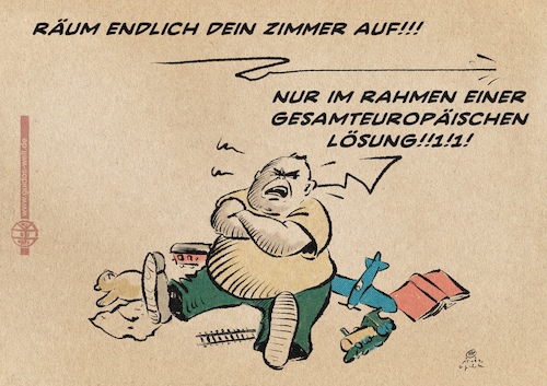 Cartoon: Europäische Lösung (medium) by Guido Kuehn tagged moria,migration,flucht,moria,migration,flucht