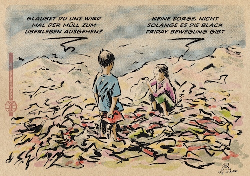 Cartoon: Heute ist Überkonsumtag (medium) by Guido Kuehn tagged black,friday,black,friday