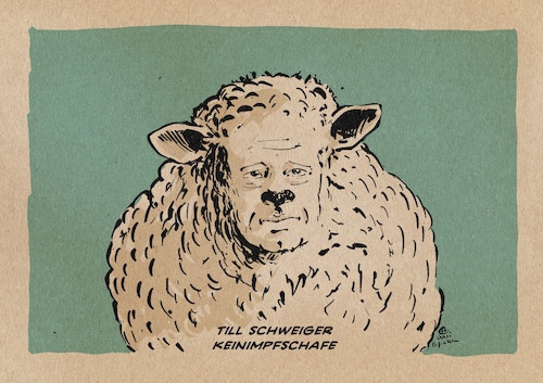 Cartoon: Keinimpfschafe (medium) by Guido Kuehn tagged schweiger,corona,covid,querdenker,impfgegner,schweiger,corona,covid,querdenker,impfgegner