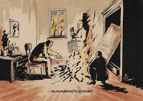 Cartoon: Klimagemütlichkeit (medium) by Guido Kuehn tagged klima,umwelt,zukunft,klima,umwelt,zukunft