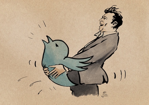 Cartoon: Muskobieren (medium) by Guido Kuehn tagged musk,twitter,elon,musk,twitter,elon