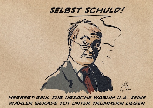 Cartoon: Selbst Schuld (medium) by Guido Kuehn tagged reul,union,nrw,flut,klima,btw2021,reul,union,nrw,flut,klima,btw2021