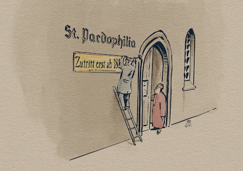 Cartoon: St. Paedophilia (medium) by Guido Kuehn tagged kirche,missbrauch,papst,priester,kardinäle,katholisch,kirche,missbrauch,papst,priester,kardinäle,katholisch