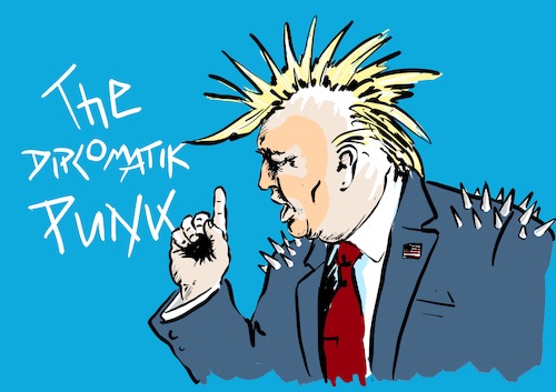 Cartoon: Trump the diplomatic Punk (medium) by Guido Kuehn tagged donald,trump,usa,potus,donald,trump,usa,potus