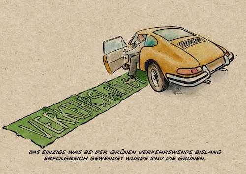Cartoon: Verkehrswendeopfer (medium) by Guido Kuehn tagged grüne,verkehrswende,mobilität,fdp,ampel,koalitionsvertrag,grüne,verkehrswende,mobilität,fdp,ampel,koalitionsvertrag