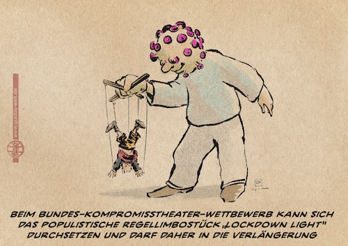 Cartoon: Yay! Verlängerung! (medium) by Guido Kuehn tagged corona,covid,corona,covid