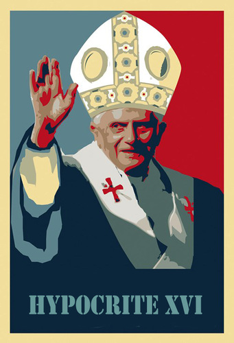 Cartoon: Hypocrite XVI (medium) by poleev tagged ratzinger,benedikt,xvi,benedict,pope
