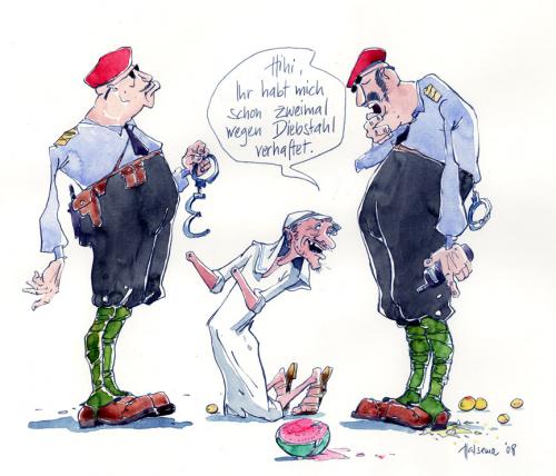 Cartoon: Der Dieb (medium) by Jörg Halsema tagged handschellen,polizei,orient,koran,dieb