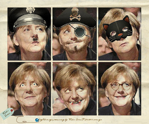 Cartoon: The 6 faces of Angela Merkel (medium) by takis vorini tagged vorini