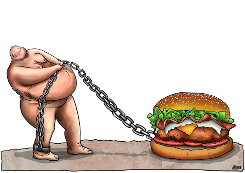Cartoon: Food Slaves (medium) by miguelmorales tagged eating,disorders,food,obesity,health,problem,eating,disorders,food,obesity,health,problem