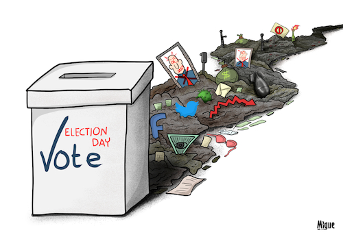 Cartoon: The Dirty road to an election (medium) by miguelmorales tagged dirty,race,election,us,2020,political,corrupt,corruption,trump,biden,vote,dirty,race,election,us,2020,political,corrupt,corruption,trump,biden,vote
