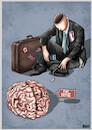 Cartoon: Brain drain (small) by miguelmorales tagged brain,drain,joung,professionals