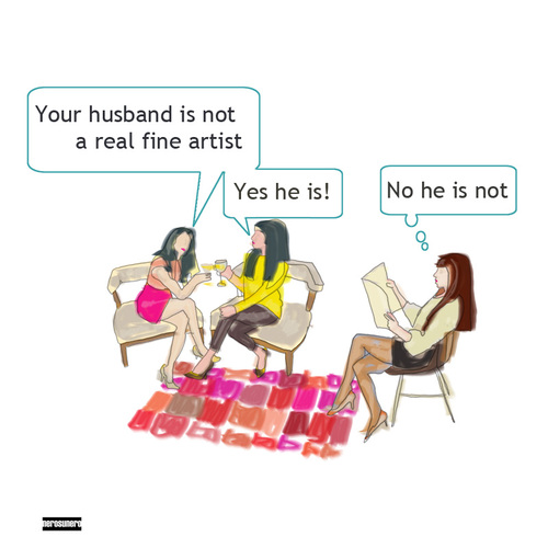 Cartoon: Wifes and Husbands (medium) by nerosunero tagged husbands,women,artists,finearts,arts,wifes