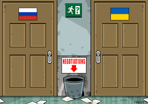 Cartoon: Russia-Ukraine negotiation place (medium) by Enrico Bertuccioli tagged russia,ukraine,putin,zelensky,war,crisis,political,government,invasion,attack,aggression,europe,eu,world,dictatorship,authoritarianism,imperialism,gas,energy,nuclear,money,business,control,arms,trade,safety,security,nato,otan,usa,negotiation,peace,russia,ukraine,putin,zelensky,war,crisis,political,government,invasion,attack,aggression,europe,eu,world,dictatorship,authoritarianism,imperialism,gas,energy,nuclear,money,business,control,arms,trade,safety,security,nato,otan,usa,negotiation,peace