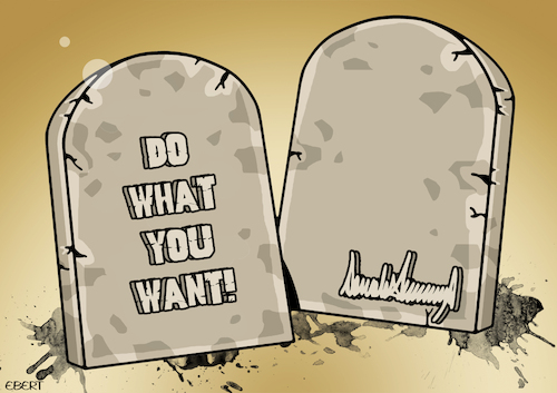 Cartoon: The commandments of Trump (medium) by Enrico Bertuccioli tagged trump,donaldtrump,religion,evangelicals,evangelicalchurch,commandments,tencommandments,religiousextremism,christianity,statereligion,blasphemy,religiousdrift,mystical,mysticaldrift,usa,unitedstates,usgovernment,political,politicalcartoon,politicalcartoons,editorialcartoon,editorialcartoons,trump,donaldtrump,religion,evangelicals,evangelicalchurch,commandments,tencommandments,religiousextremism,christianity,statereligion,blasphemy,religiousdrift,mystical,mysticaldrift,usa,unitedstates,usgovernment,political,politicalcartoon,politicalcartoons,editorialcartoon,editorialcartoons