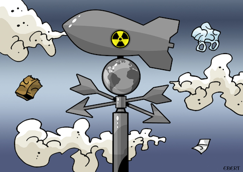 Cartoon: The nuclear weathervane (medium) by Enrico Bertuccioli tagged nuclear,atomic,menace,threat,political,russia,ukraine,usa,northkorea,war,crisis,global,destruction,devastation,fallout,safety,security,humanbeings,humankind,life,death,world,armageddon,nuclear,atomic,menace,threat,political,russia,ukraine,usa,northkorea,war,crisis,global,destruction,devastation,fallout,safety,security,humanbeings,humankind,life,death,world,armageddon