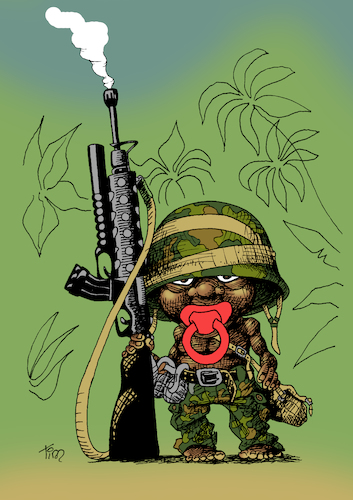 Cartoon: Killer mit Schnuller (medium) by Tim Posern tagged kindersoldaten,minderjährige,krieg,war,child,soldier
