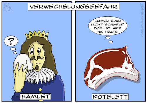 Cartoon: Hamlet Kotelett (medium) by Olaf Biester tagged hamlet,kotelett,shakespeare,drama