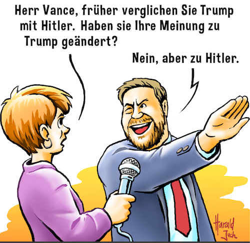 Cartoon: Heil Trump! (medium) by Harald Juch tagged usa,vizepräsident,donald,trump,vance,wahlkampf