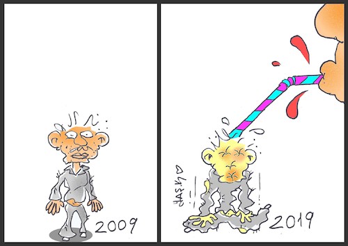 Cartoon: 10 Year Challenge (medium) by yasar kemal turan tagged 10,year,challenge