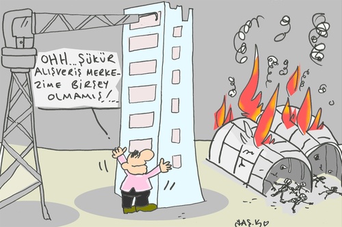 Cartoon: 11 workers died (medium) by yasar kemal turan tagged 11,workers,died,turkey,construction