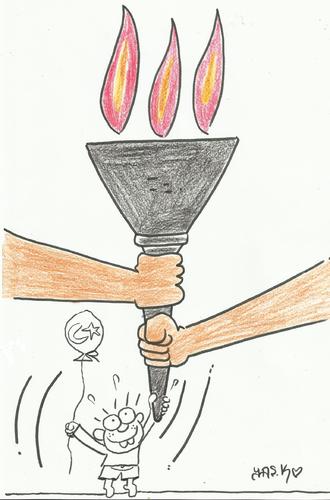 Cartoon: 19   M A Y I S..hope (medium) by yasar kemal turan tagged chldren,young,turkey,feast,mays,19,love
