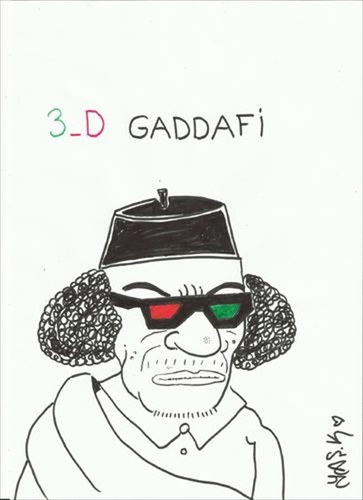 Cartoon: 3-D GADDAFI (medium) by yasar kemal turan tagged gaddafi,3d