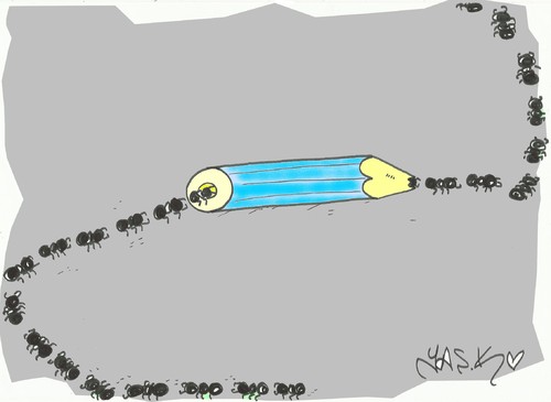 Cartoon: ant and pen (medium) by yasar kemal turan tagged pen,and,ant