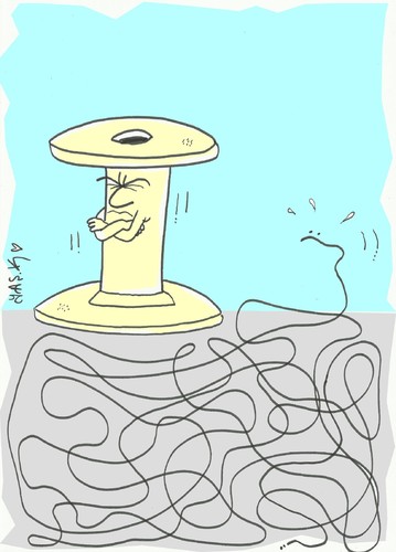 Cartoon: big love (medium) by yasar kemal turan tagged reel,yarn,huff