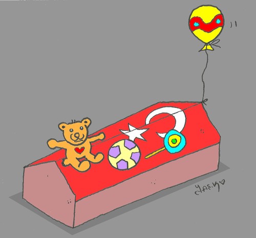 Cartoon: children and terrorist (medium) by yasar kemal turan tagged terrorist,and,children