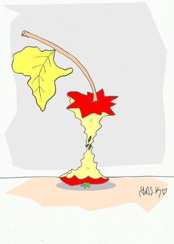 Cartoon: continental (medium) by yasar kemal turan tagged apple,hunger,africa,continental
